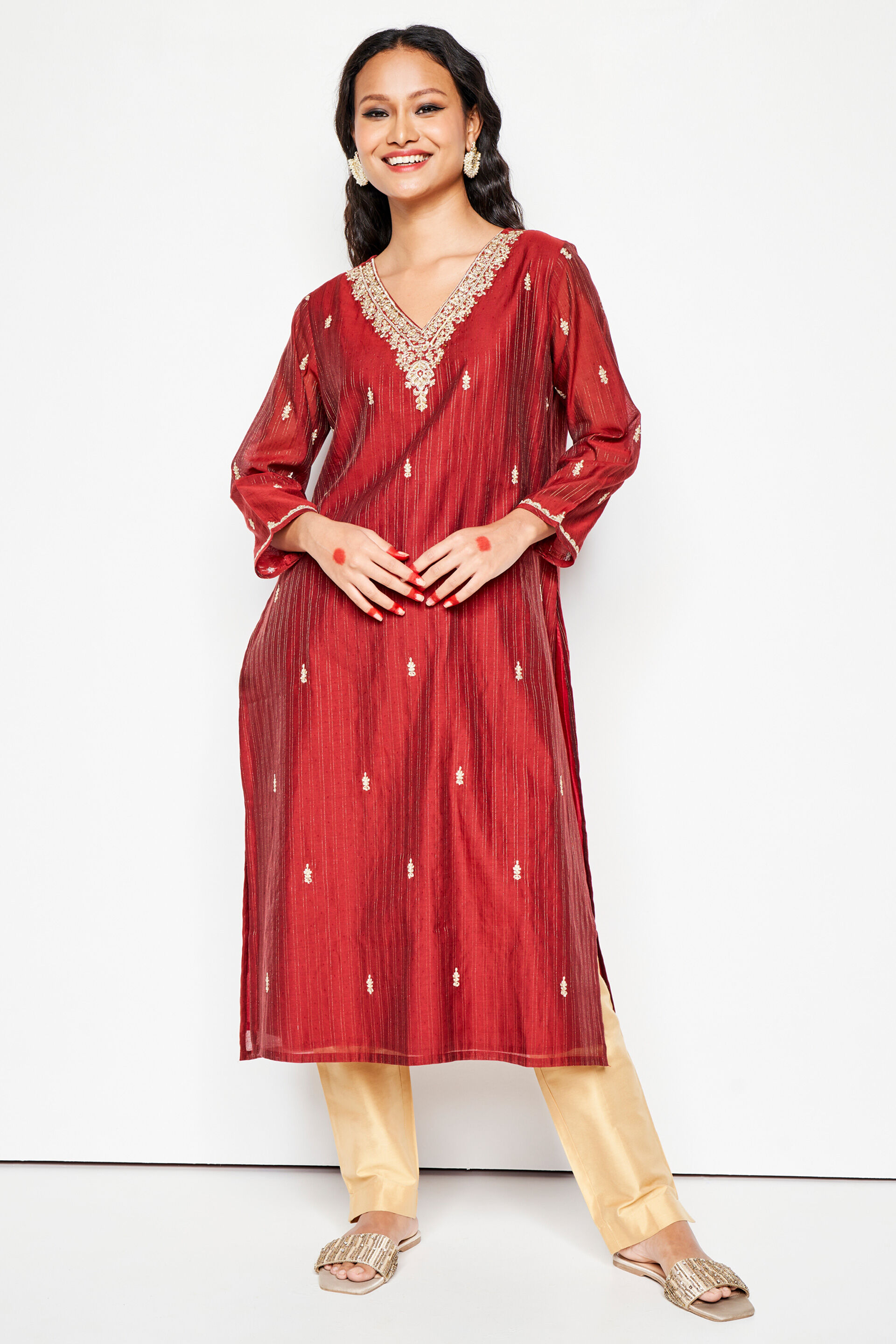 Sajja Kurta, Maroon, image 3